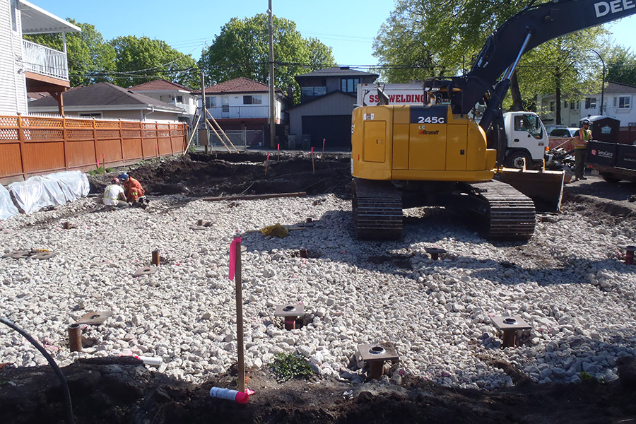 Piles drilled into ground